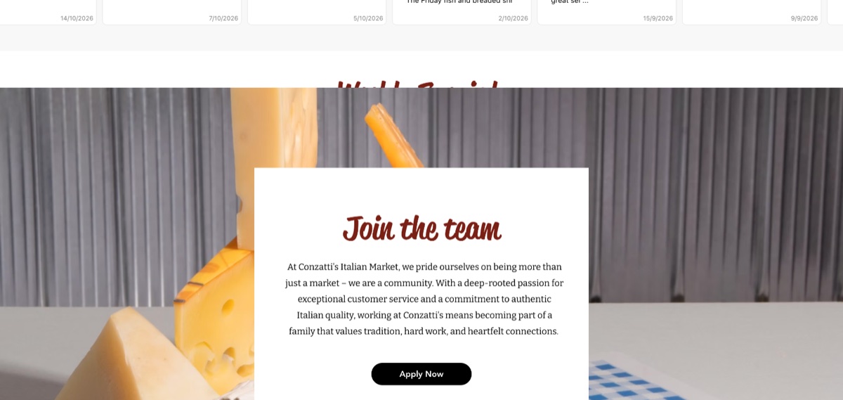 Conzatti's join the team section